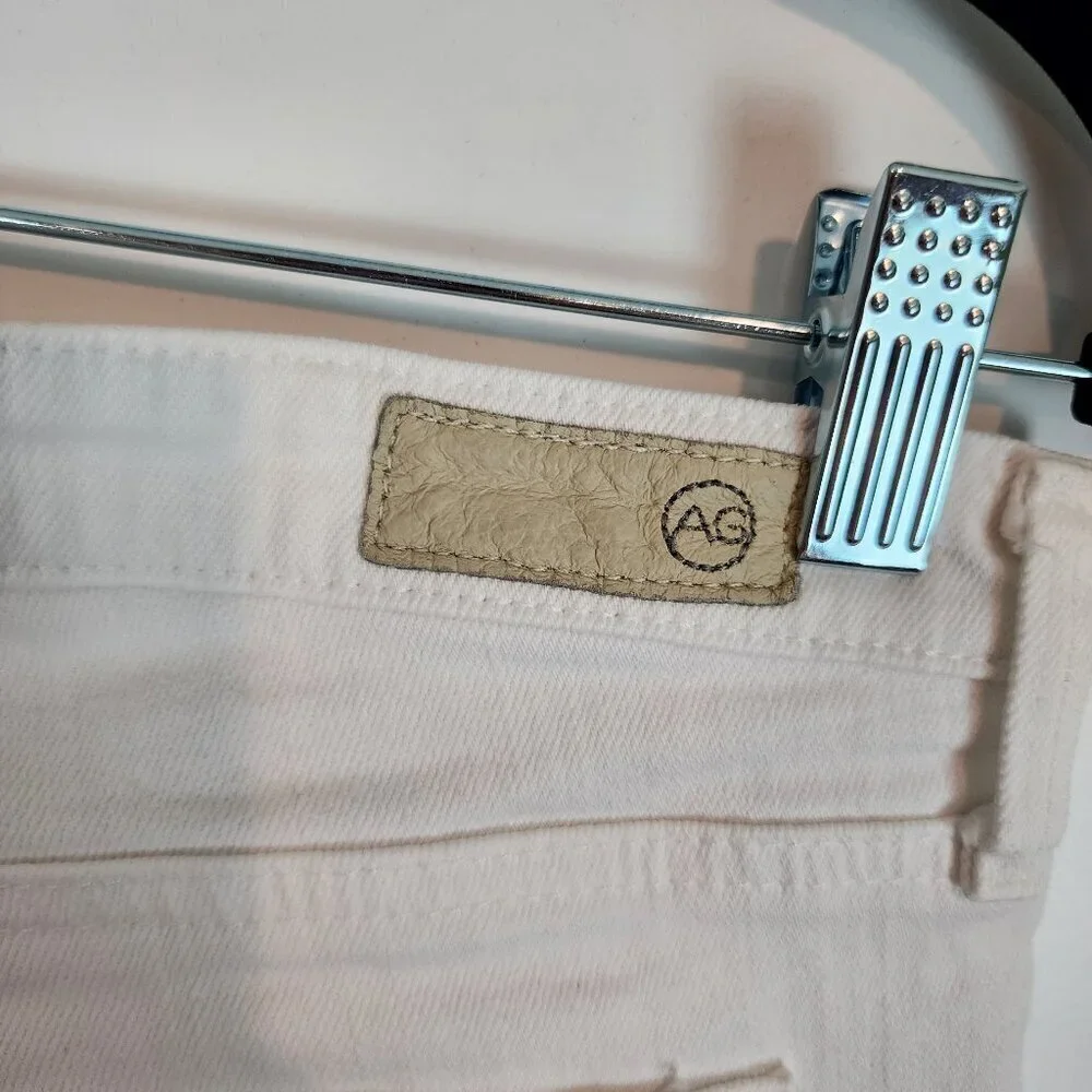 AG Adriano Goldschmied Prima Cigarette Leg Denim Jeans White Dover Stretch Denim